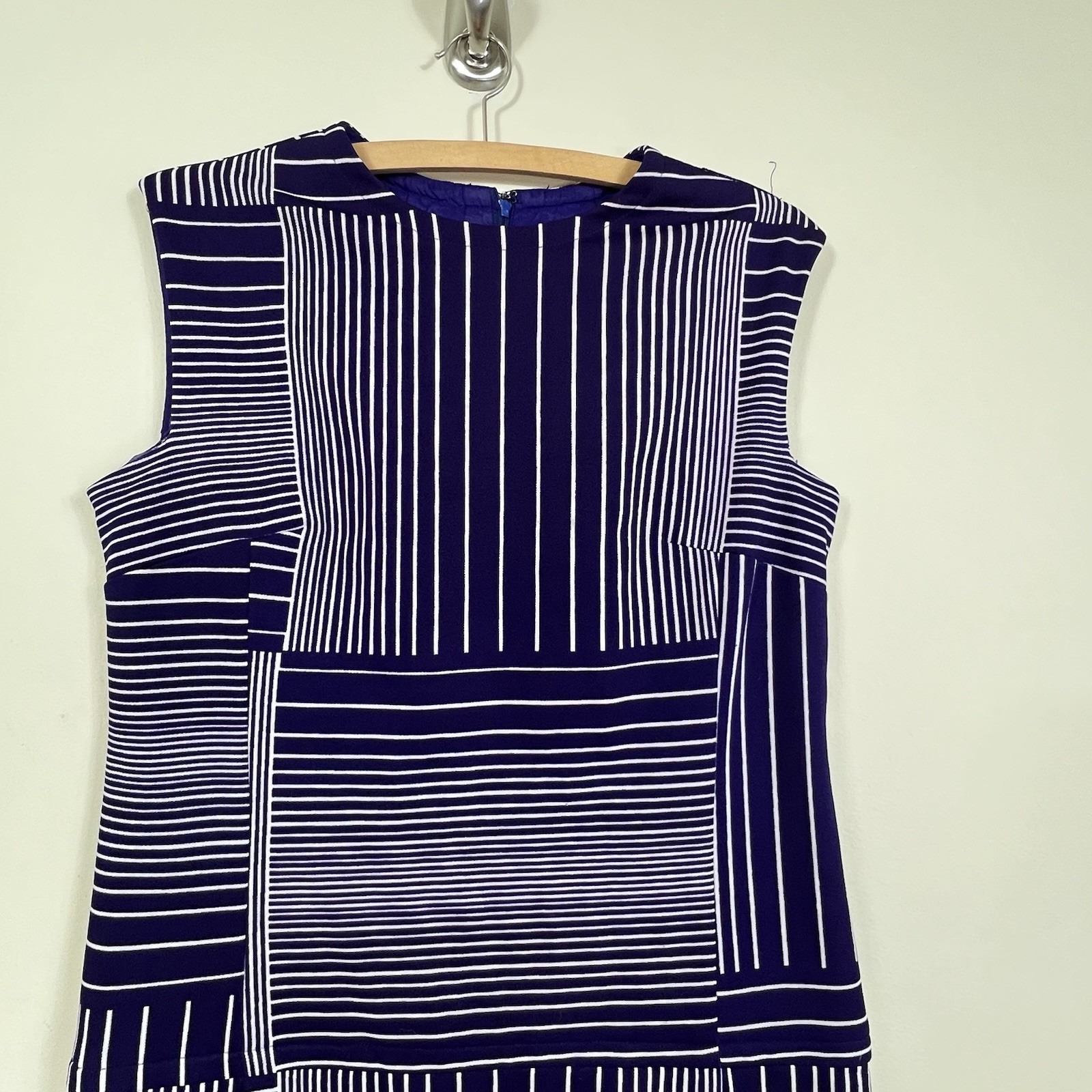 Vtg 60s Mod Striped Mini Shift Dress Drop Waist Go Go Scooter Retro talon zipper