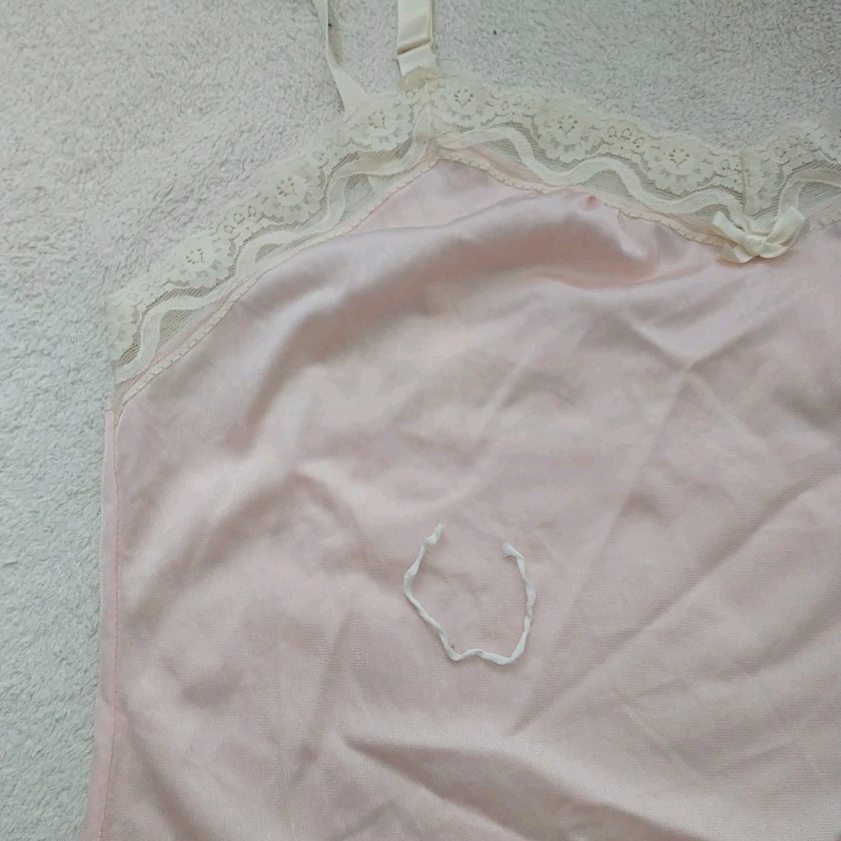 VTG UNDERCOVER WEAR Cami Top Womens S/XS*Pink Cream Ivory Lace Lingerie Coquette