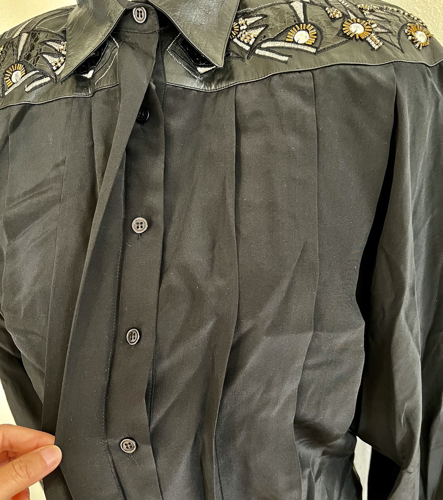 Le Jolly 100% Silk Leather and Snake Skin Skirt blouse set