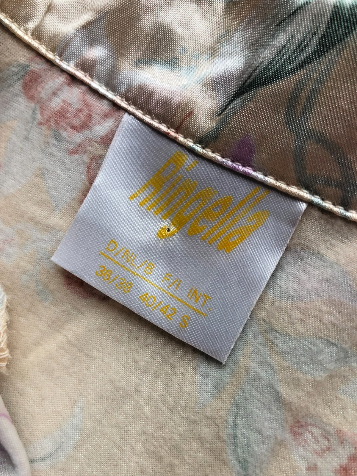 90s Vintage Housecoat/Dressing Gown Multicoloured Satin Brocade Retro 36/38