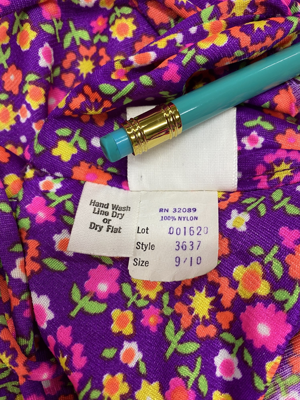 Vtg 70s High Tide California Strappy Crisscross Flower Power Dayglo Era Maxi