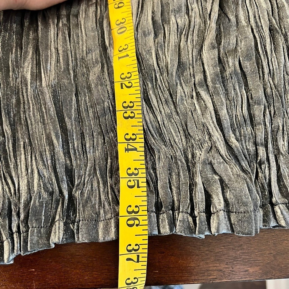 Vintage Metallic Silver Crinkle Pleated Maxi Skirt Small Whimsical Artsy Witchy