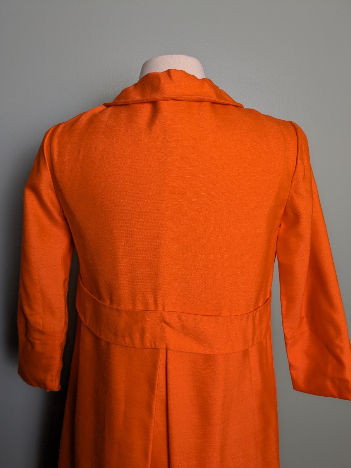 Vibrant Orange Vintage Peter Pan Collar 3/4 Spring Jacket And Wiggle Dress Set