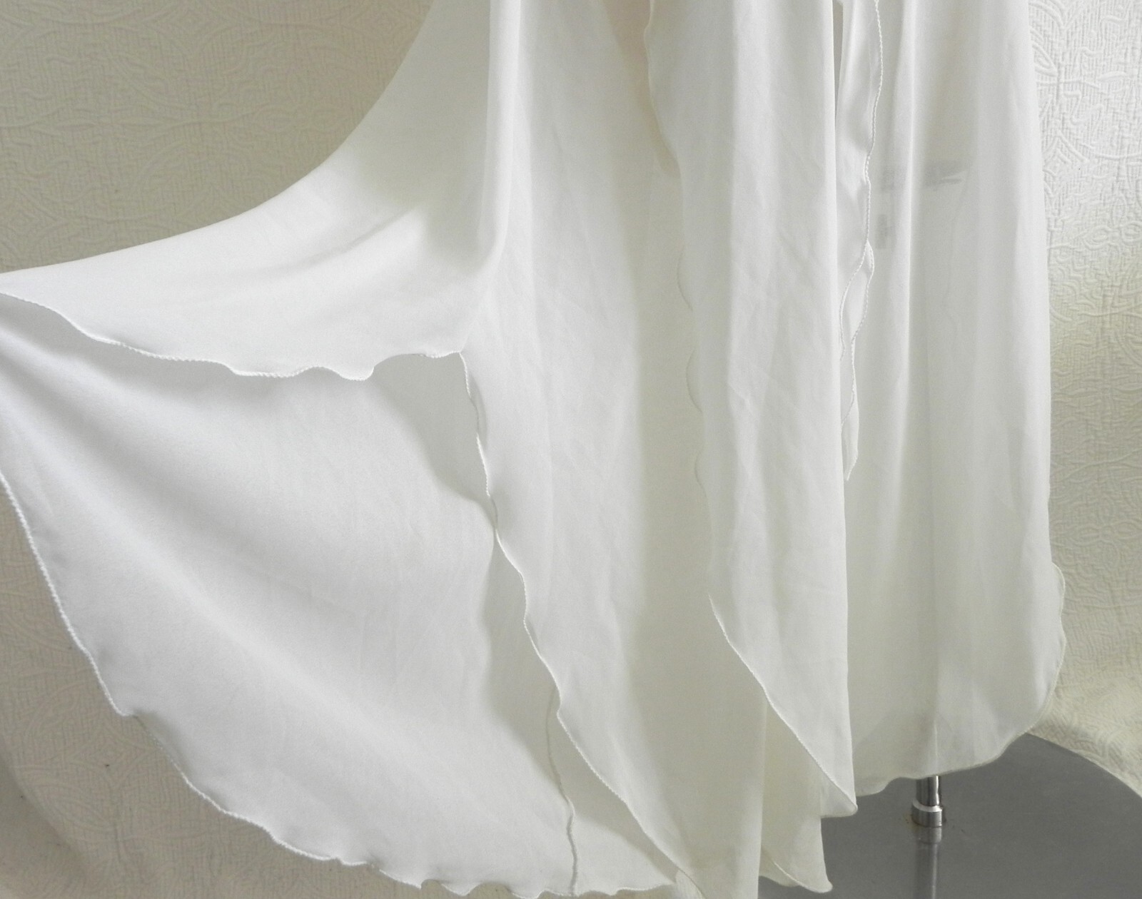 Vtg Georgette Trabolsi Robe Chiffon Maxi Cap Sleeve Belted Ruffle Size S