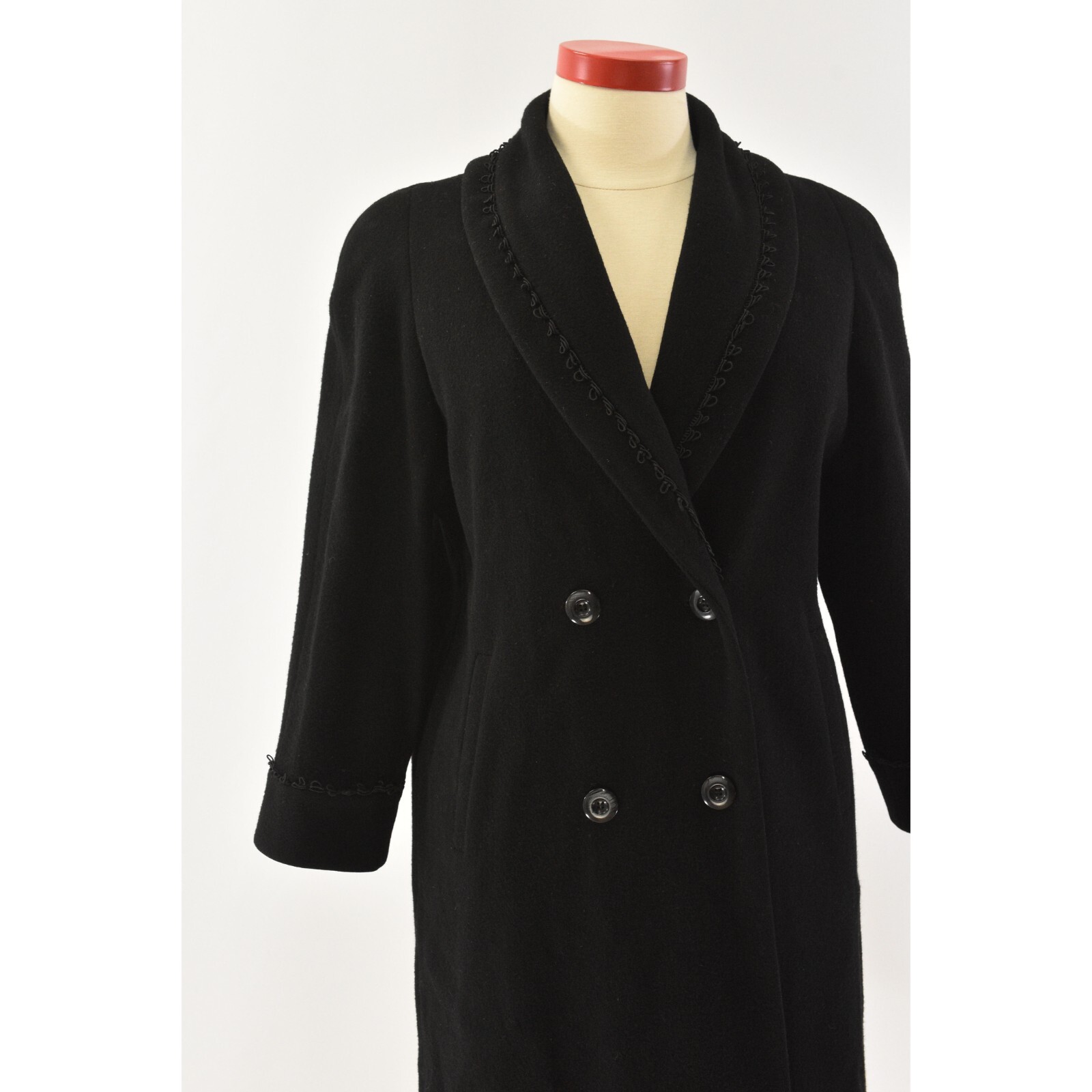 Donnybrook Black Corded Topcoat for Women Goth % Wool P Petite Vintage Coats