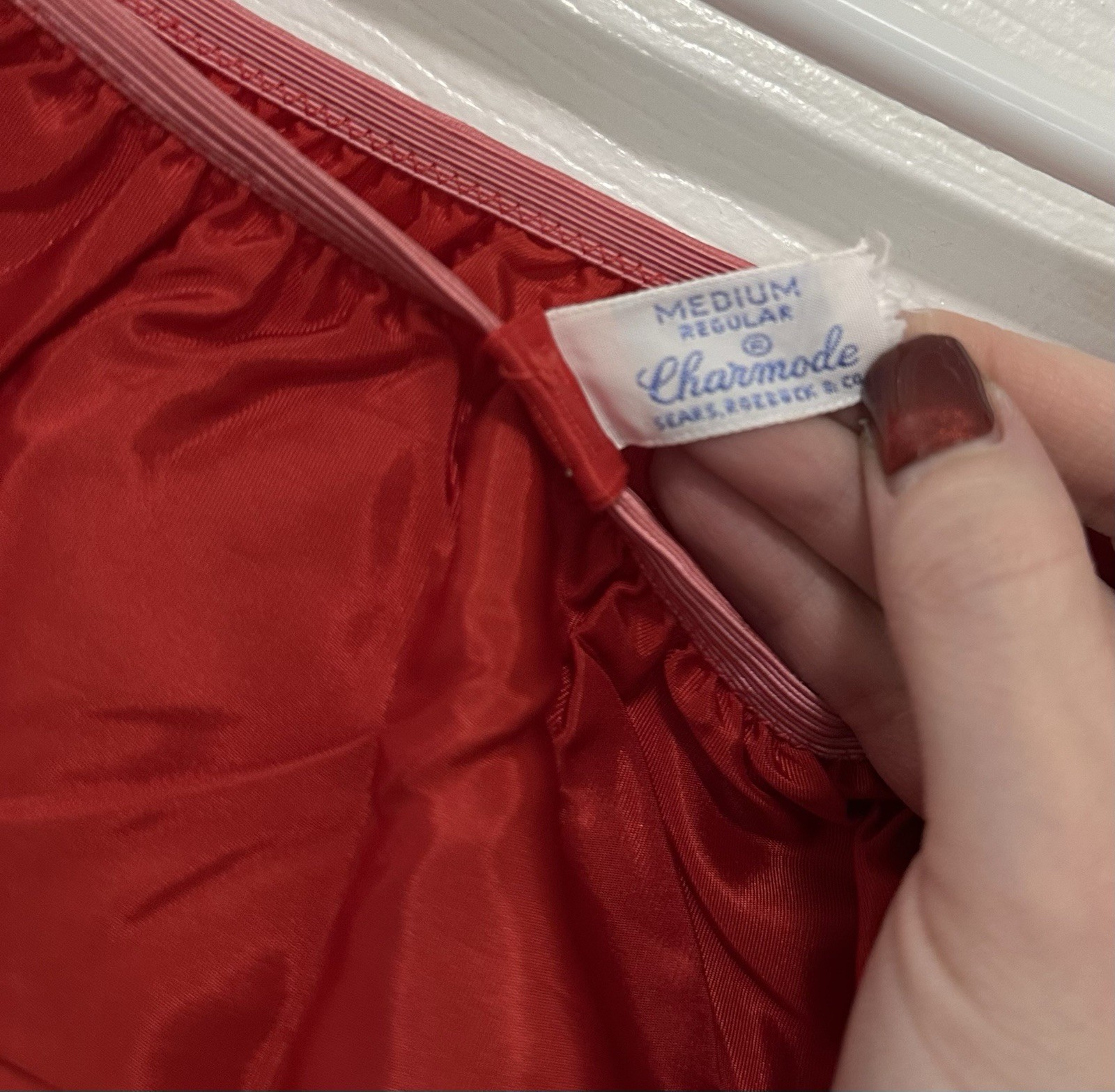 Vtg Charmode Sears Slip Skirt Red Sz Medium Retro