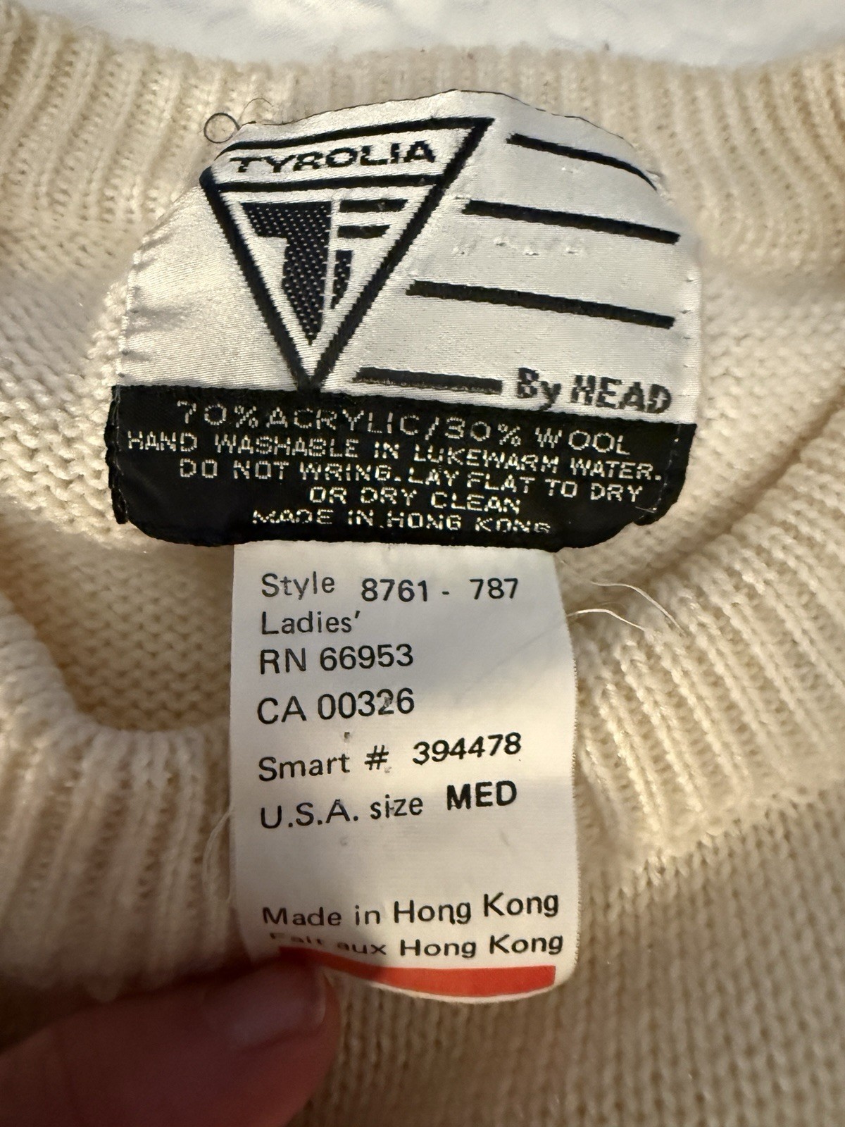 vtg 80s TYROLIA By Head Wool Bl Ski Sweater Pullover Crew Retro Womens Sz S