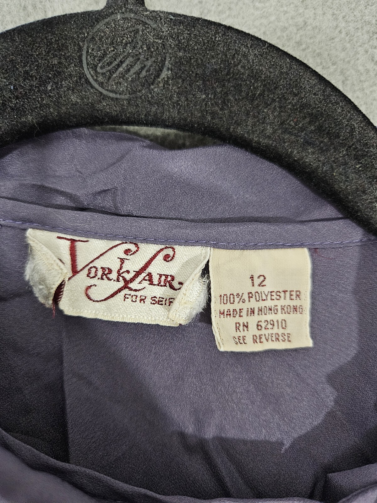 Vintage 80s York Fair Purple Button Down Blouse with Tie Collar Size 12