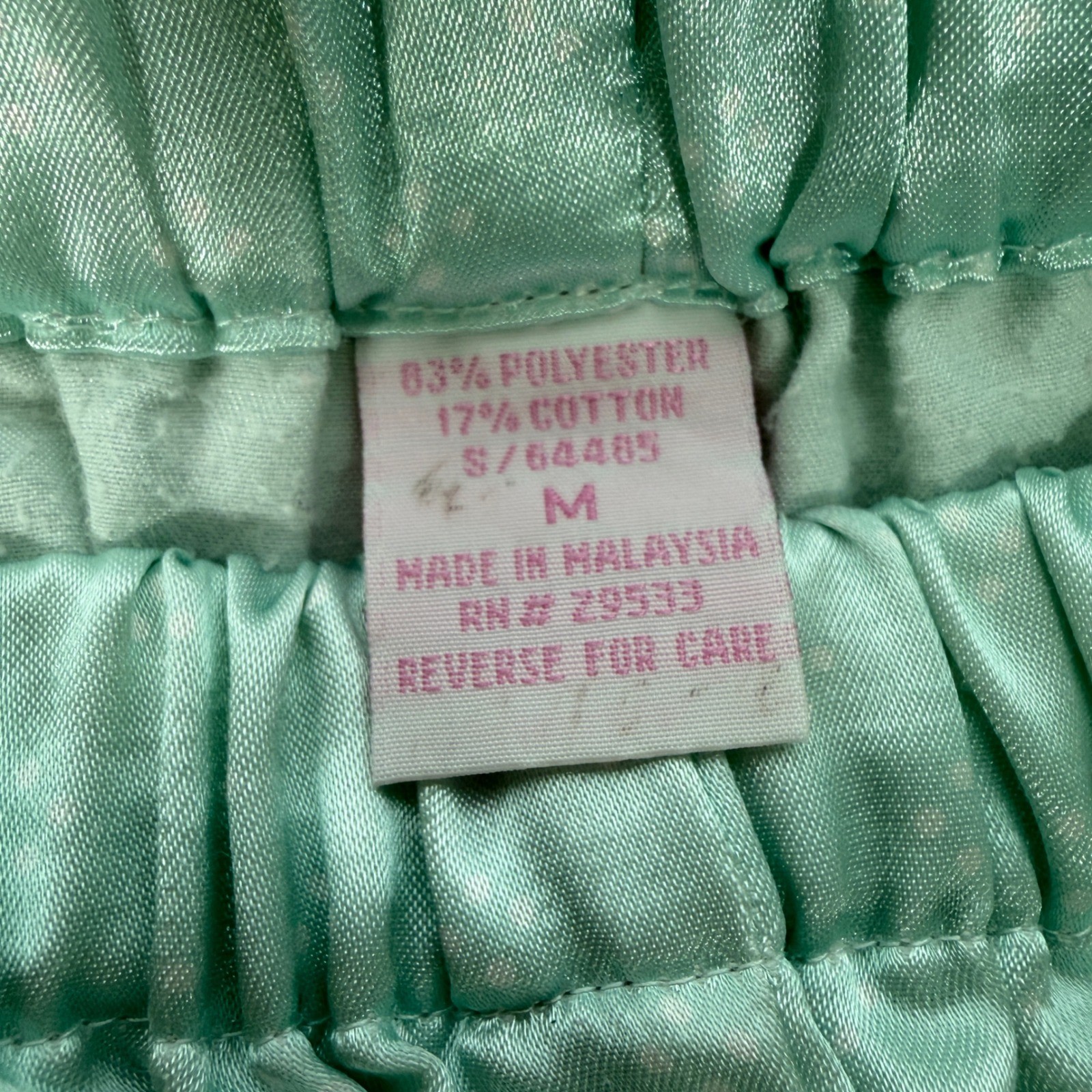 Womens Mint Satin Pajama Set Medium 2 Piece Button Front Sleepwear Lounge