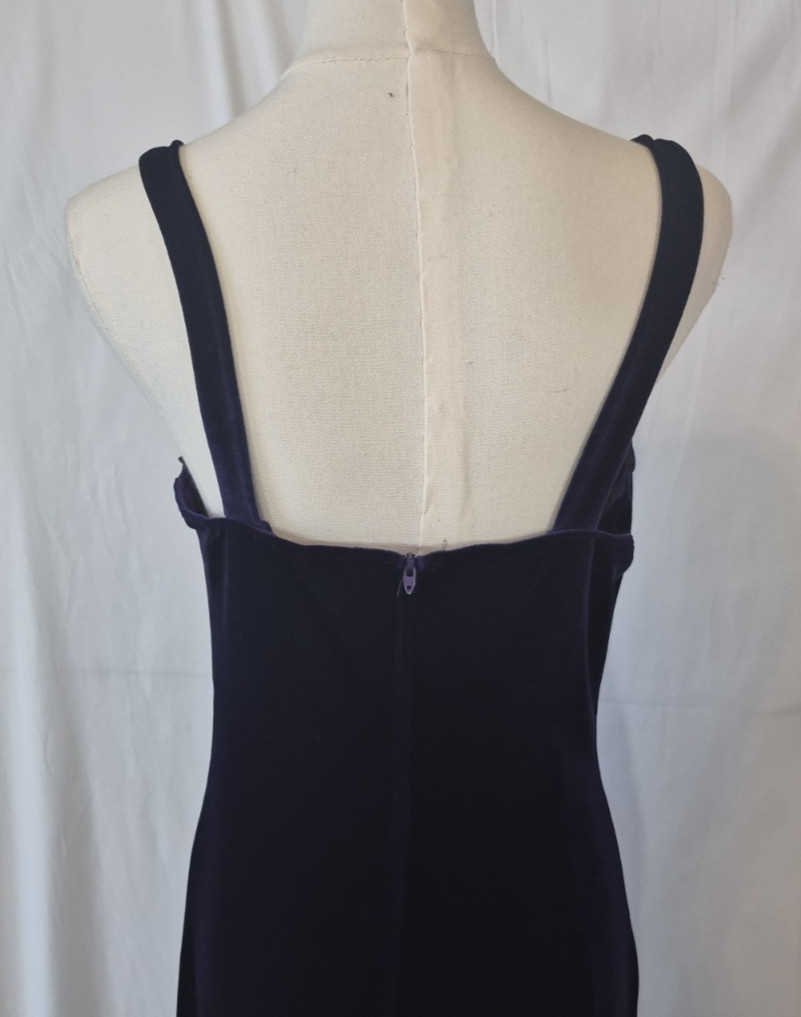 Vintage Y2K 90s ONYX Nite Purple Velvet Party Maxi Dress w/ Jacket US 8