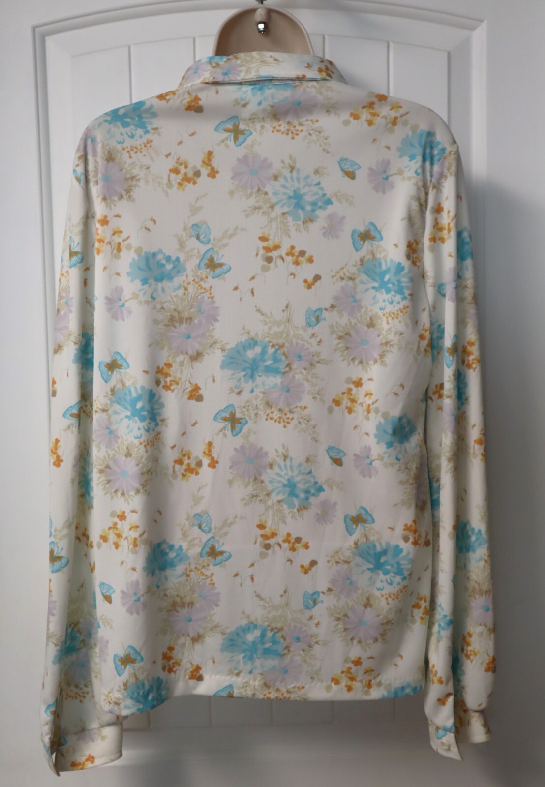 Vintage 1970s ECCOBAY long sleeve floral button up blouse size 13-14 (USA)