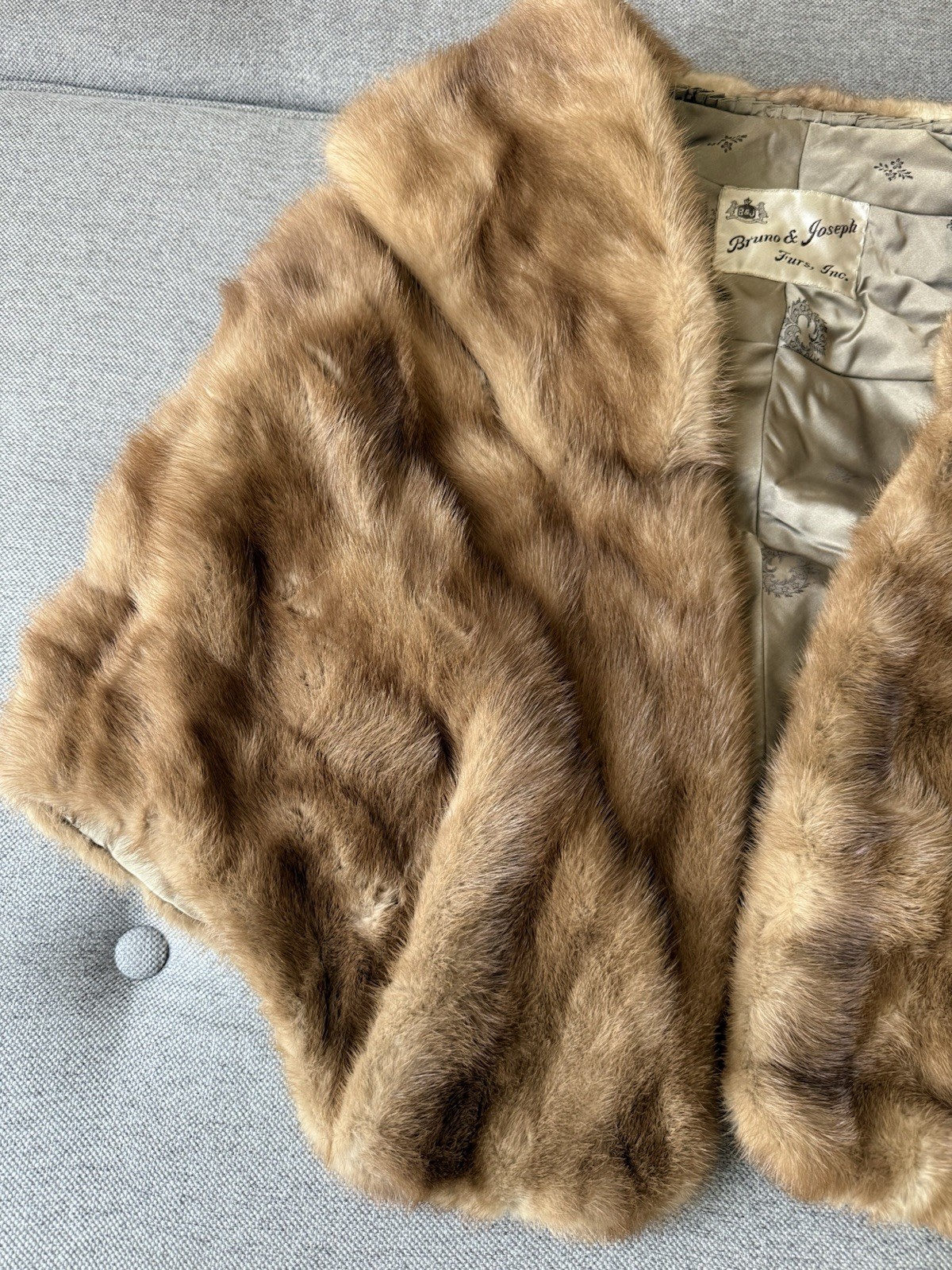 Vintage Mink Fur Stole Bolero Bruno & Joseph Furs Brown Real Fur Mid Century