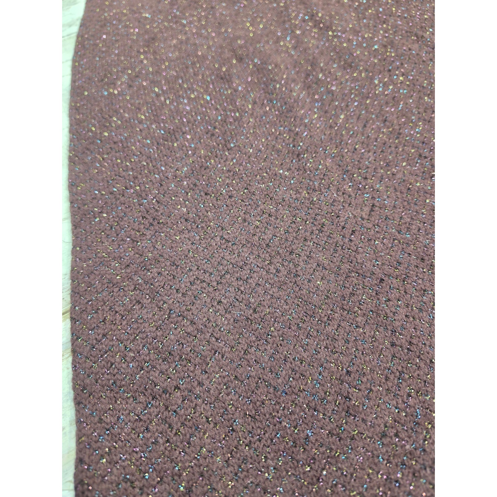 St John 3 Pc Skirt Suit Set Metallic Knit Cardigan Satin Bow Blouse Plum Mauve