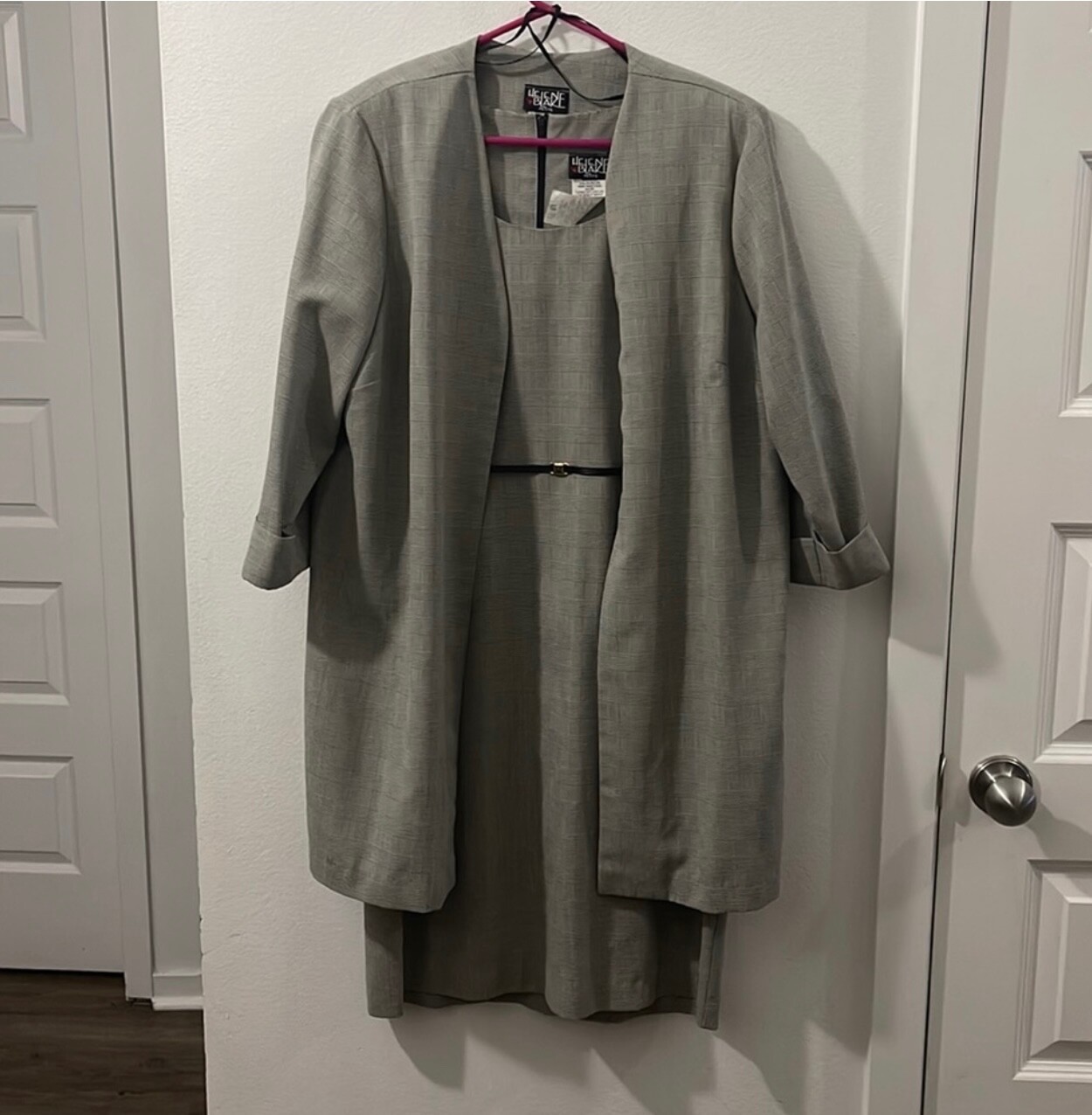 Vintage Grey and Black Dress and Jacket Set by Helene Blake