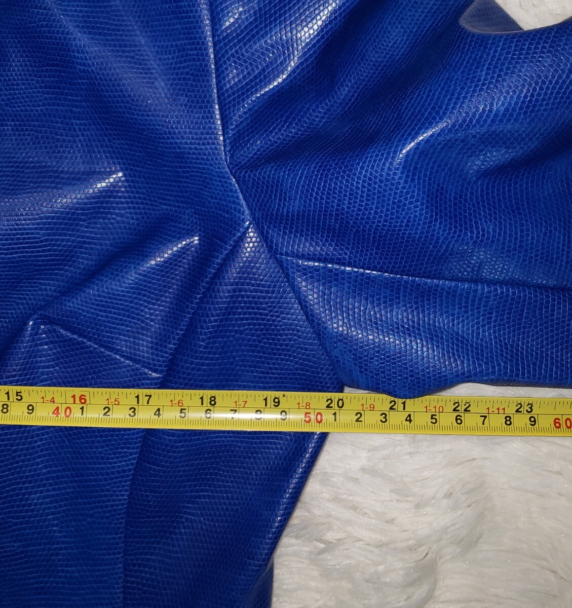 Vintage 90s Hugo Buscati Collection Blue Shiny Blazer Womens Jacket Polyurethane