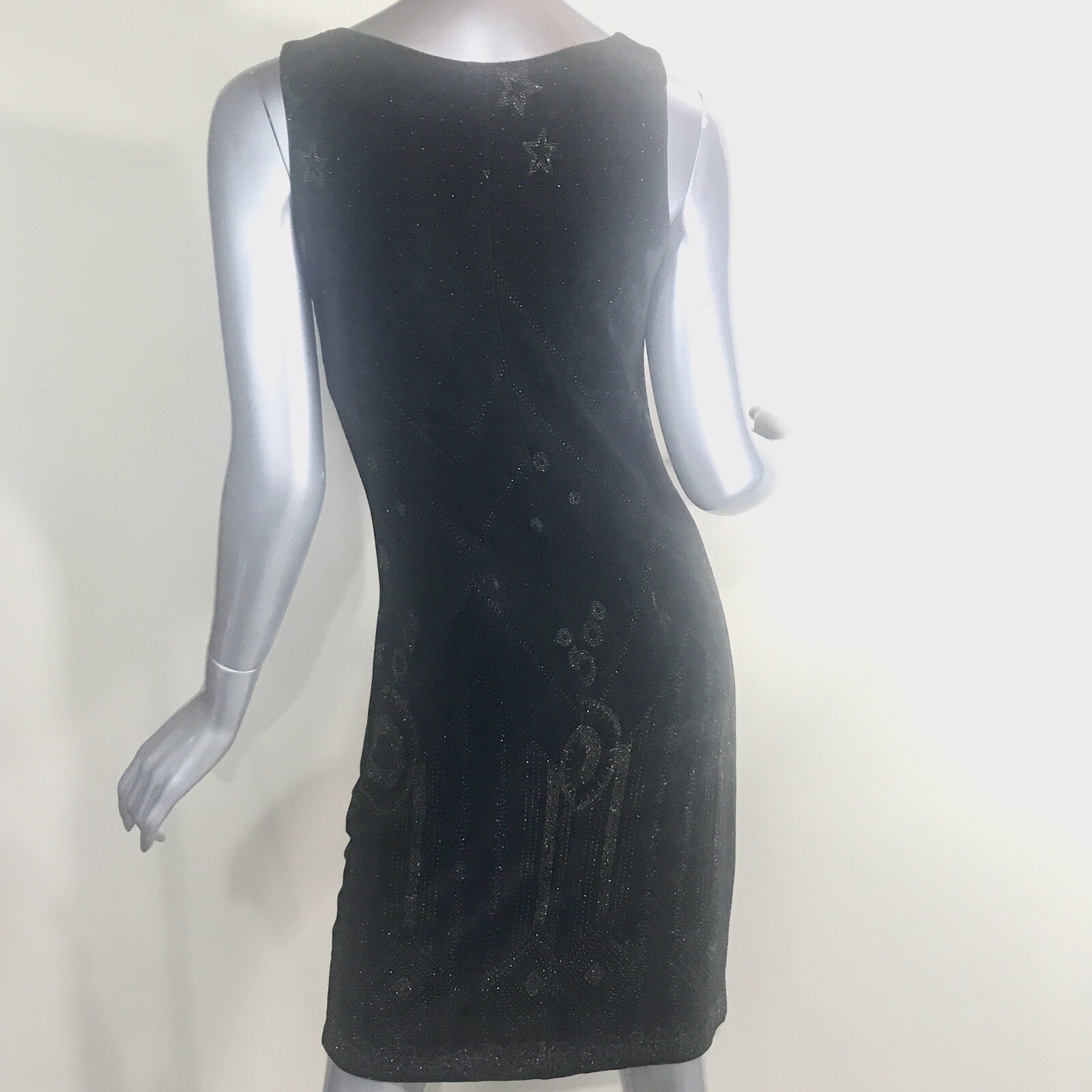 Vintage 90’s Mica Women’s Medium Fitted Black Astrological Stars Abstract Dress