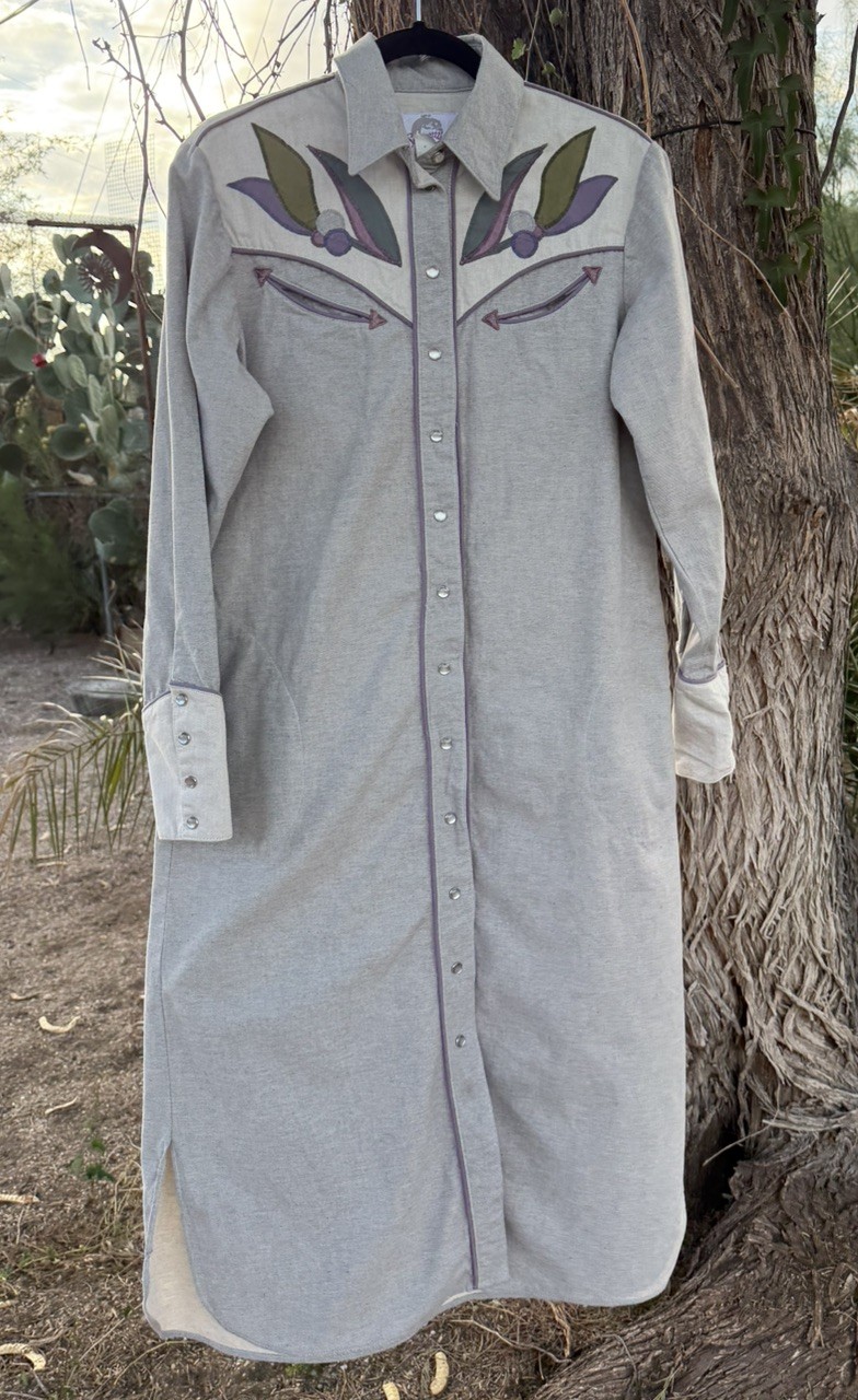 Vtg 70s Salaminder Kansas City Western Dress RARE Pearl Snap Flowers 100 Cotton