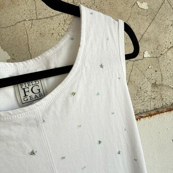 Vintage Sleeveless Dress Cotton House Dress Ditsy Floral Field Gear Womens XL