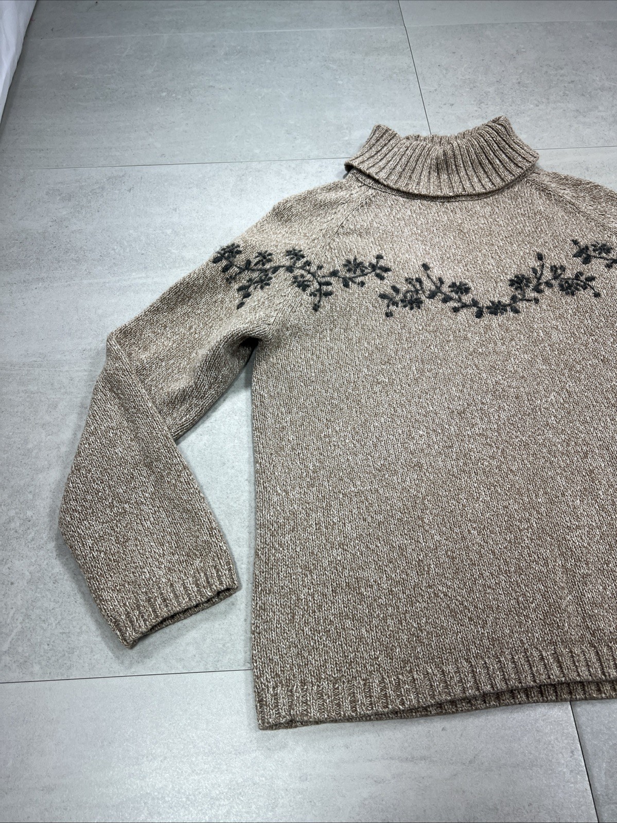 Vtg Eddie Bauer Lambswool New Zealand Rolled Turtleneck Sweater Women Nordic M