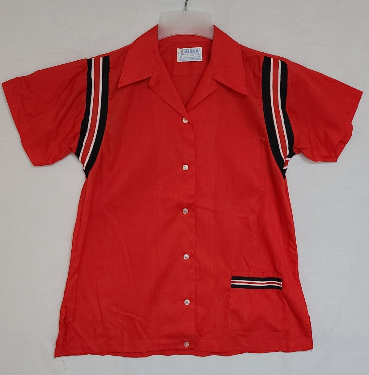 Vtg 50s 60s Blank Red Bowling Shirt Womans Sz M Hilton 50/50 Single Stitch (D2)