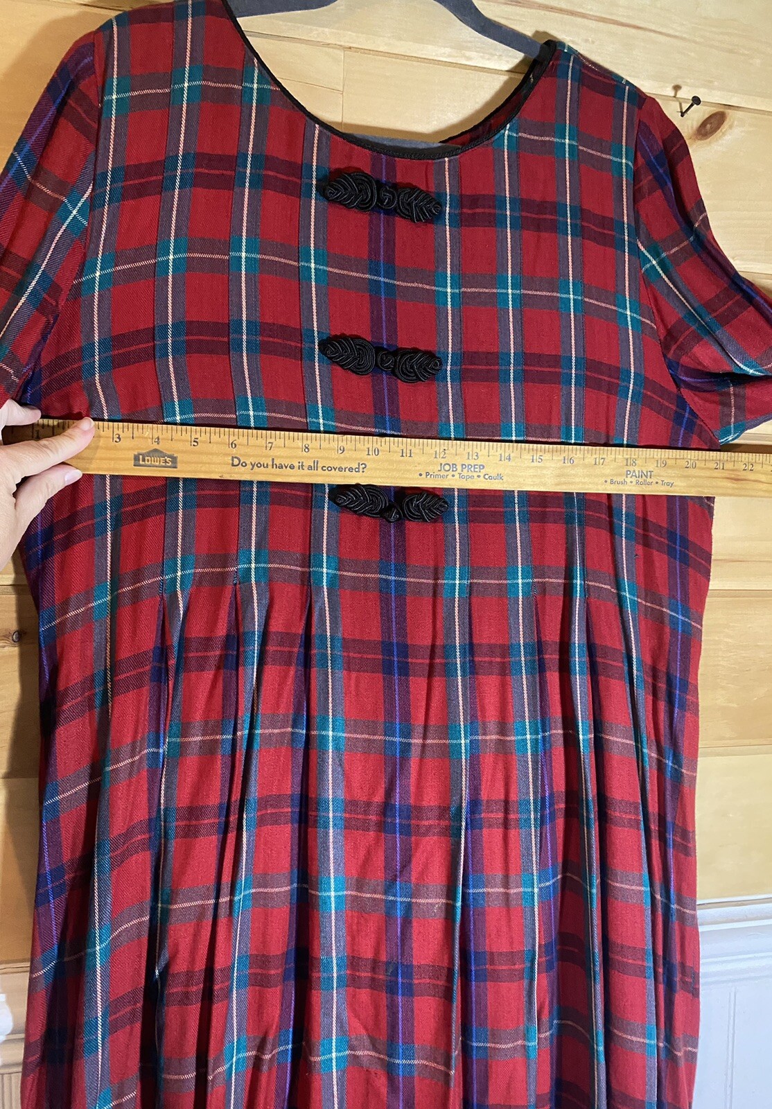 VTG Sarah Elizabeth Red Plaid Maxi Dress 14