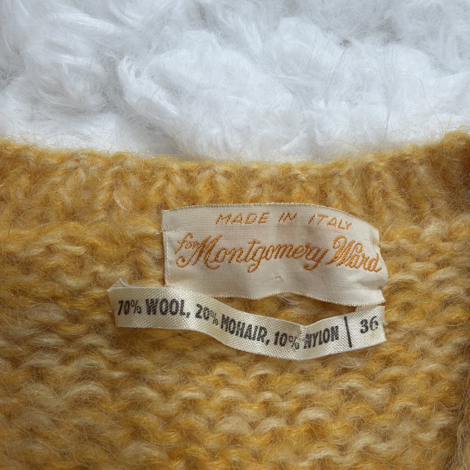 Rare! Vintage 1950’s Montgomery Ward Sweater Wool Mohair Argyle Thick Knit Italy