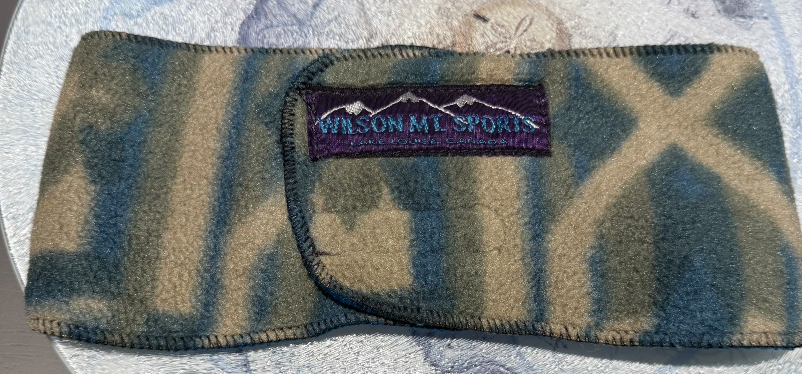 Fleece Headband Ear Warmer Adjustable Geometric Turqouise