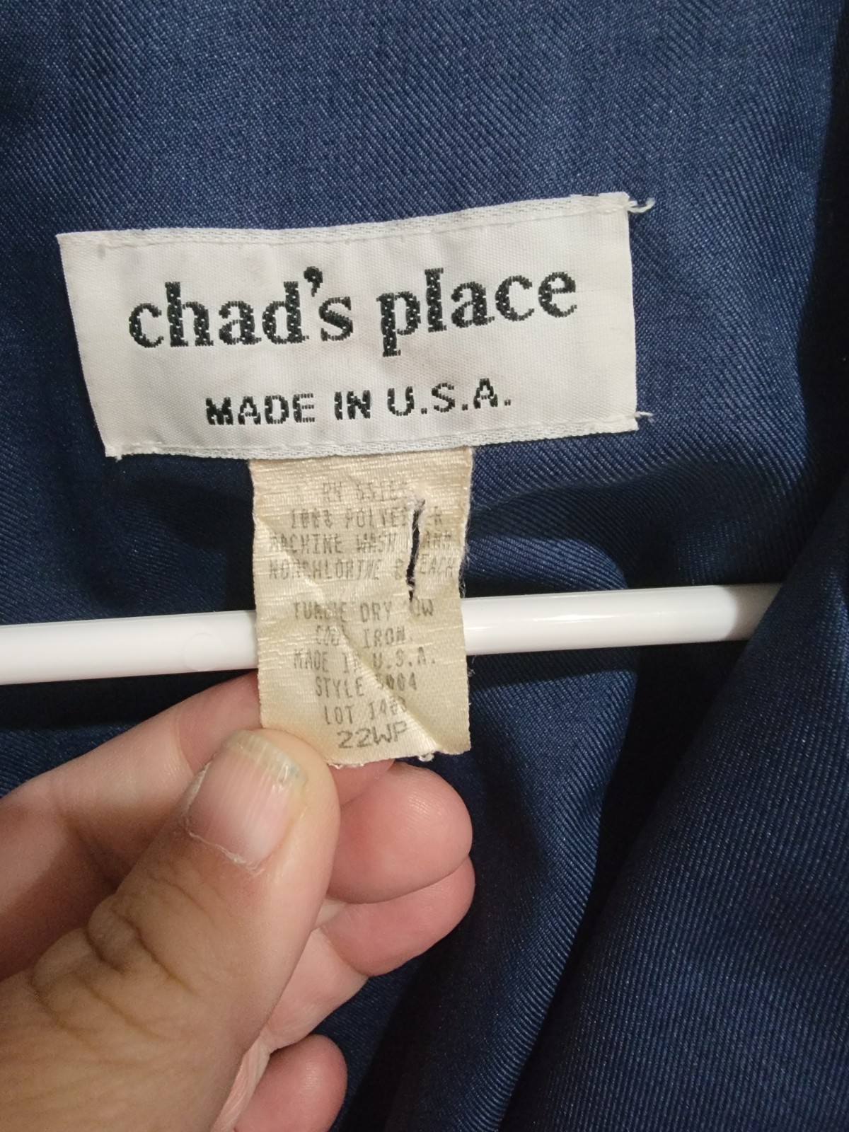 Chad’s Place Navy Blue Blazer Jacket Womens 22WP Made in USA Plus Petite Vtg 90s