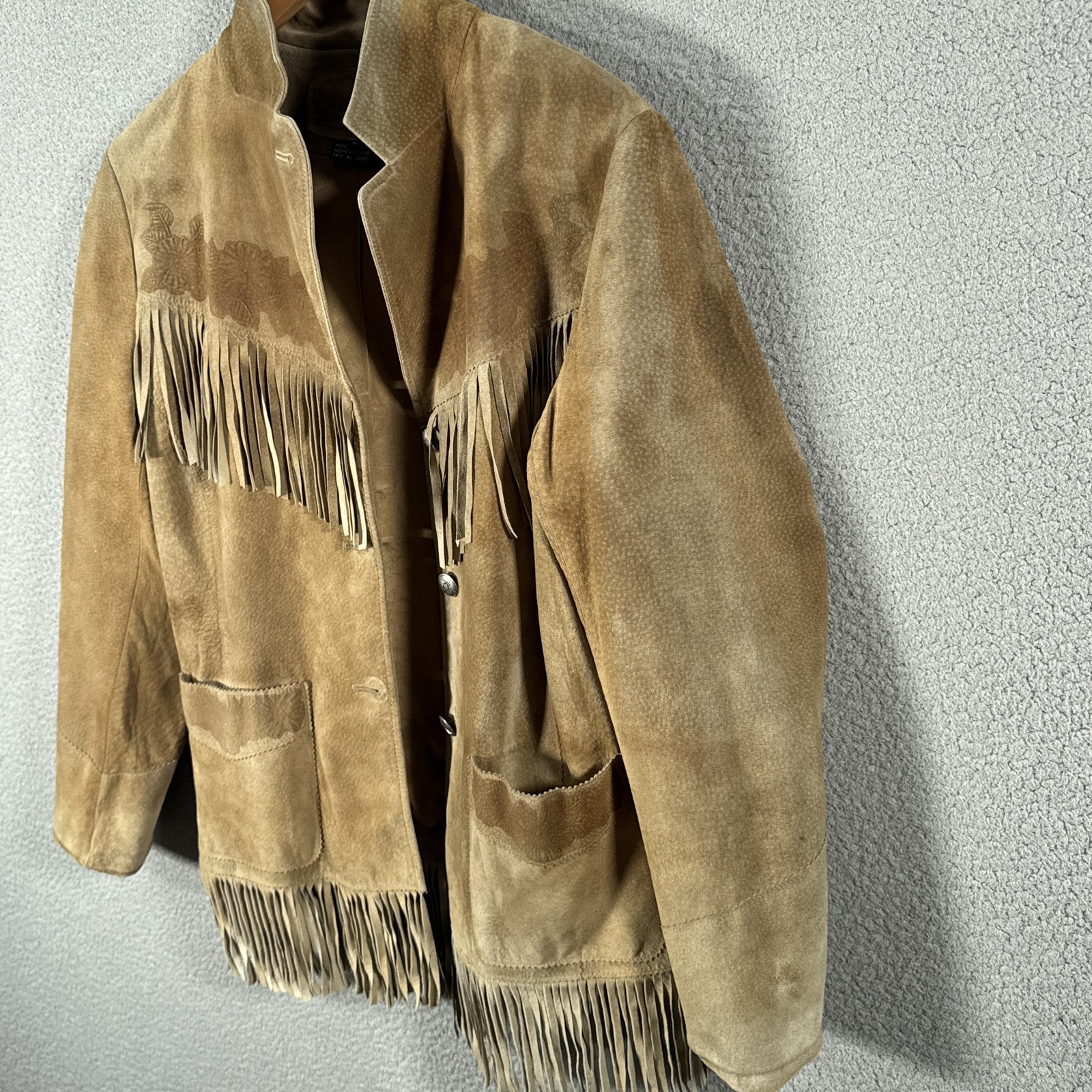 Vintage Ralph Lauren Suede Fringe Jacket Womens Large Brown Western Cowgirl FLAW