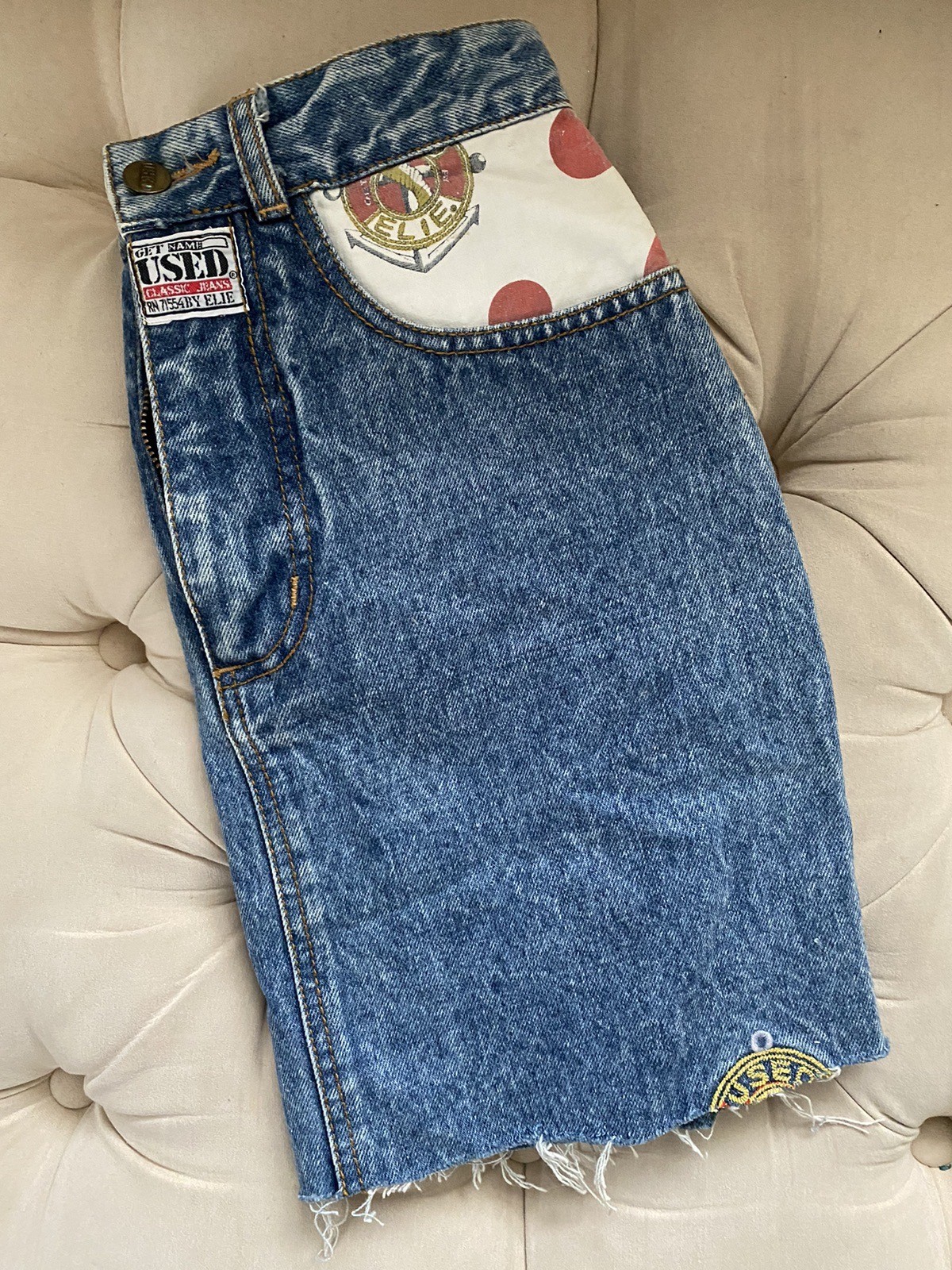 Vintage Denim Patchwork Skirt By Get Used By Elie Women’s Size 27