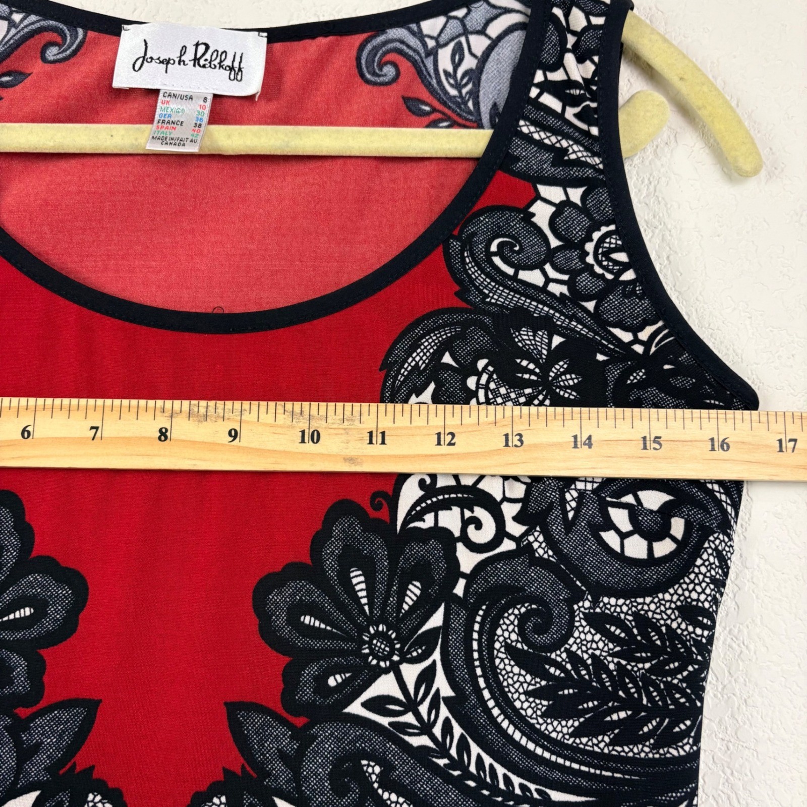 Joseph Ribkoff 8 Red Black Paisley 2pc Set Jacket Tank Career Art to Wear VTG