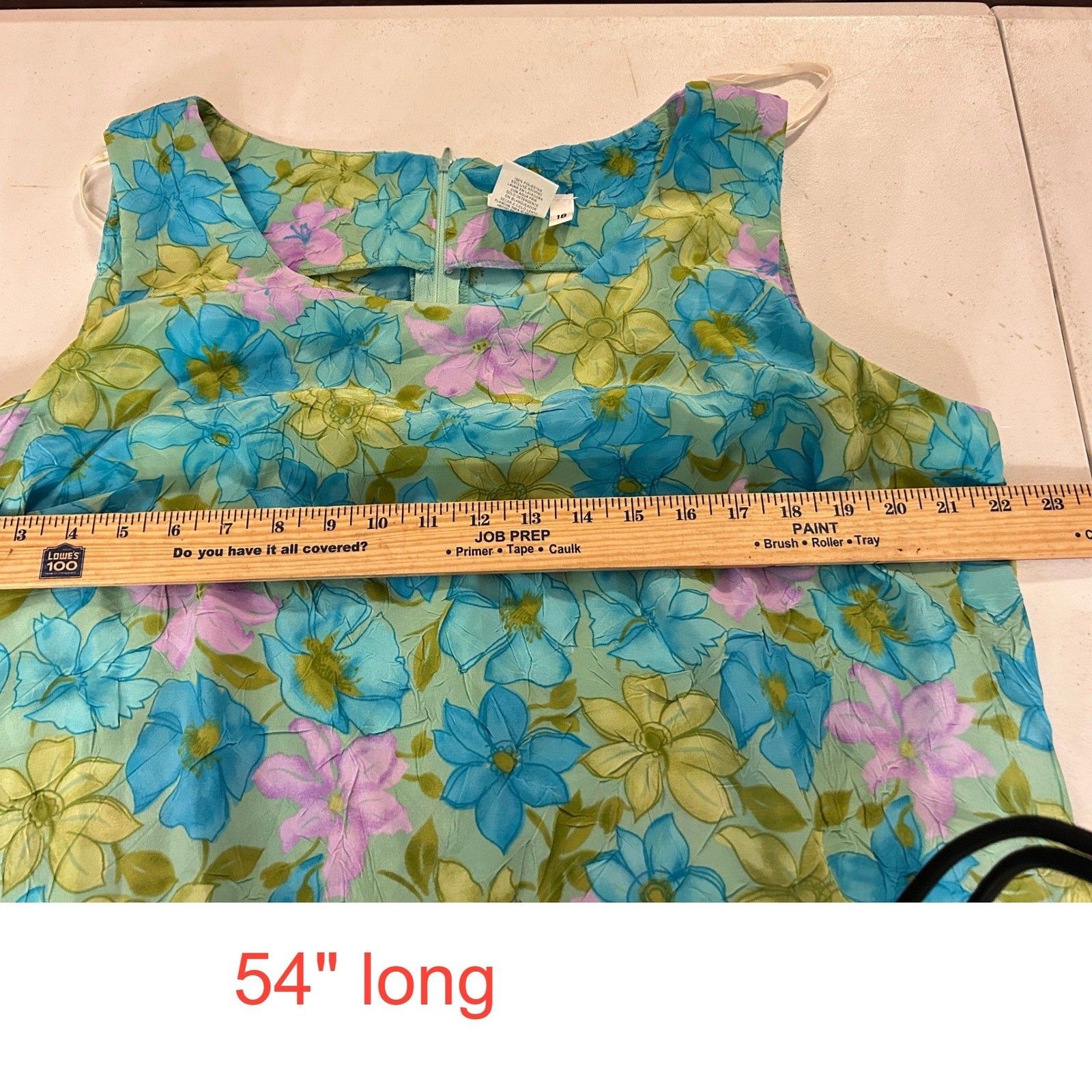 Vintage 90s Style Floral Sleeveless Maxi Dress Blue Purple Green Size 18