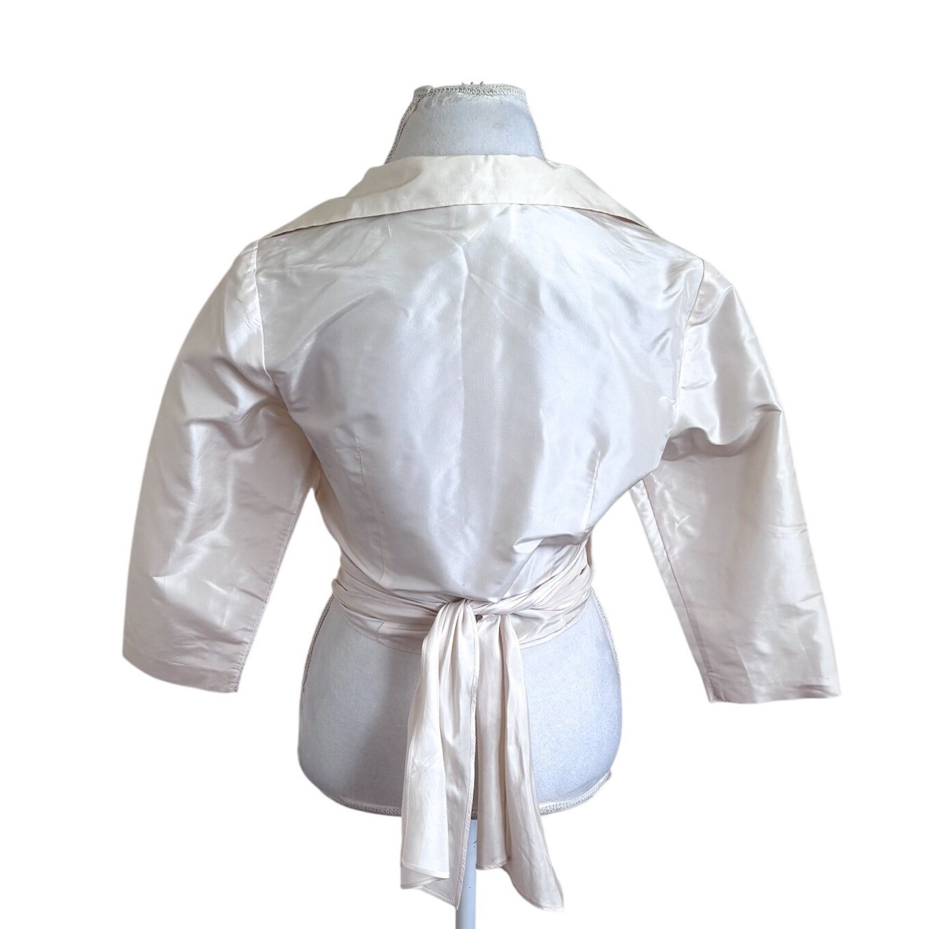 Watters & Watters Womens Vintage Silk Wrap Blouse 10 Ivory Bridal Cropped Top