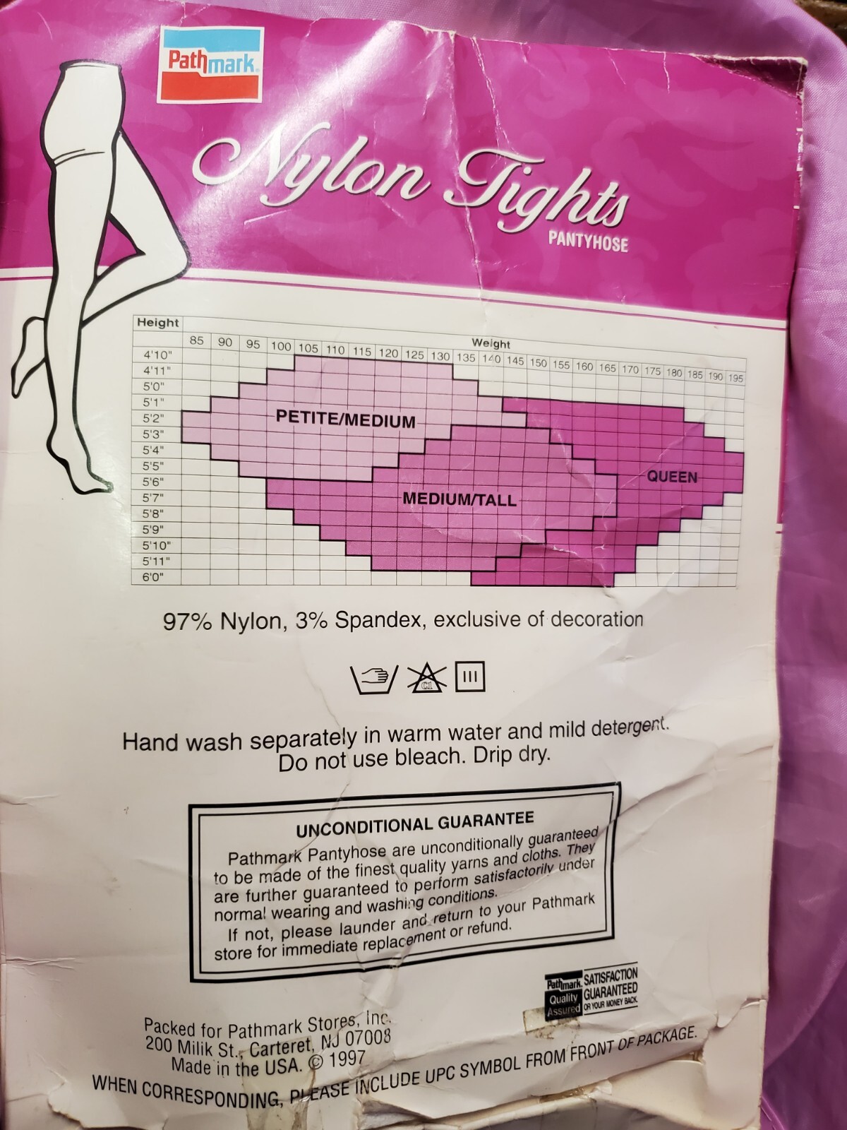 1987 Vtg Queen Size Tights Ivory White Reinforced Band Pathmark – USA Made