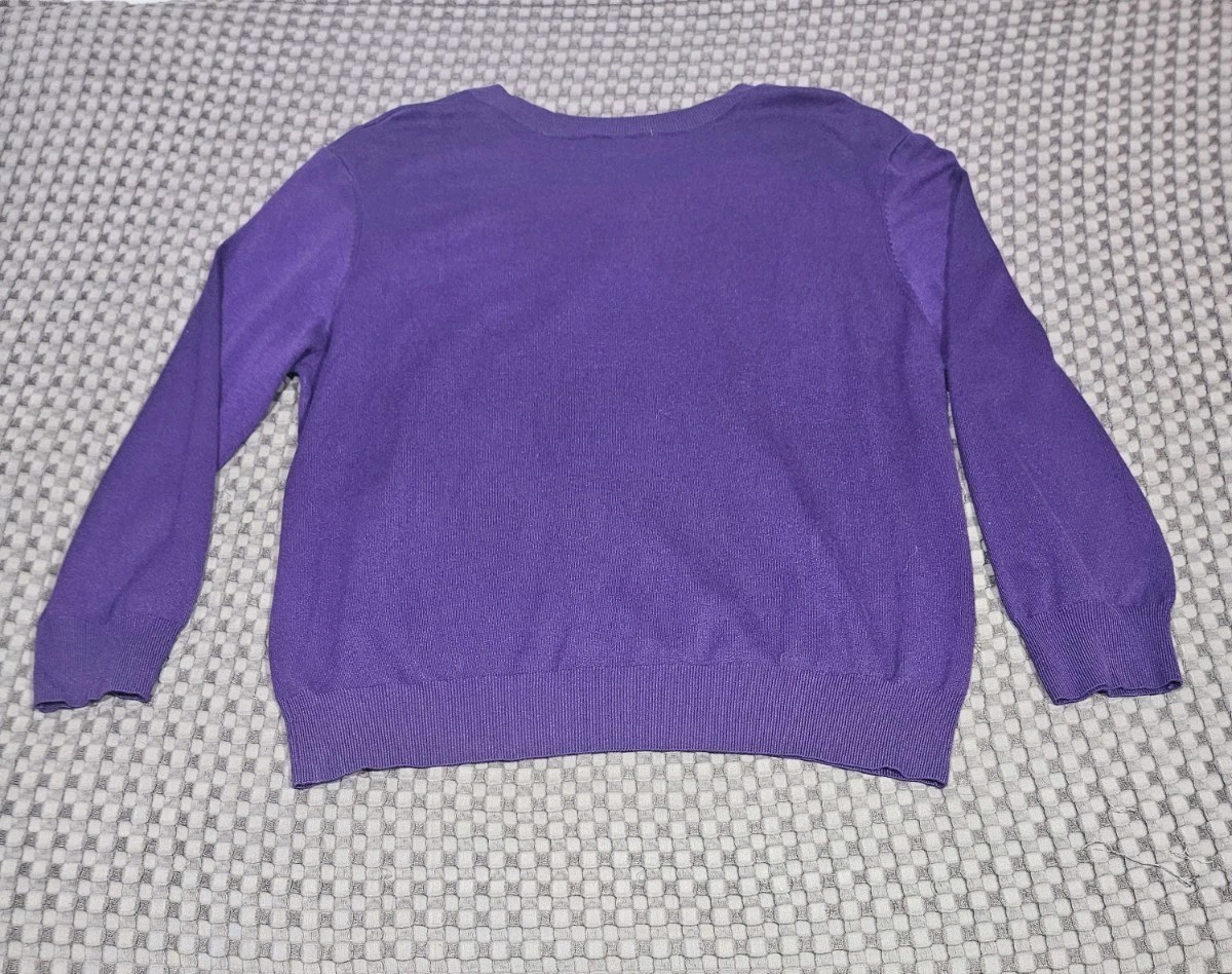 Vintage Draper’s & Damon’s Pullover Purple Embroidered Sweater Size Large