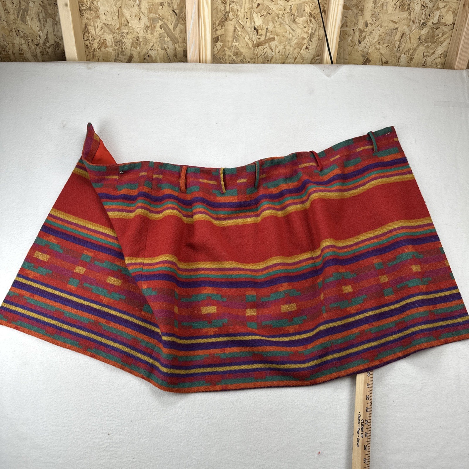 Breeches Vintage Wool Southwestern Stripe Wrap Skirt Red Multicolor Aztec Sz 12