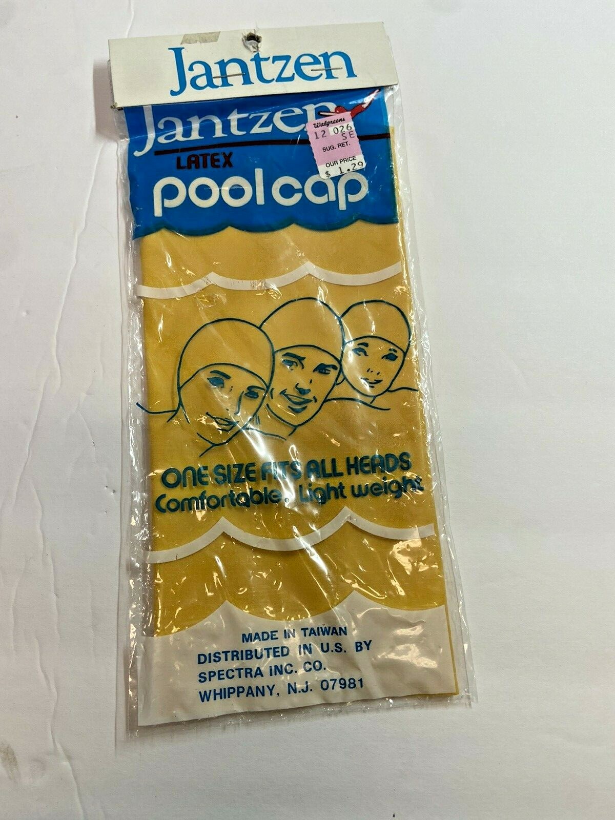 New old stock Vintage Jantzen Ladies yellow Latex Swim Pool Cap unopened NOS