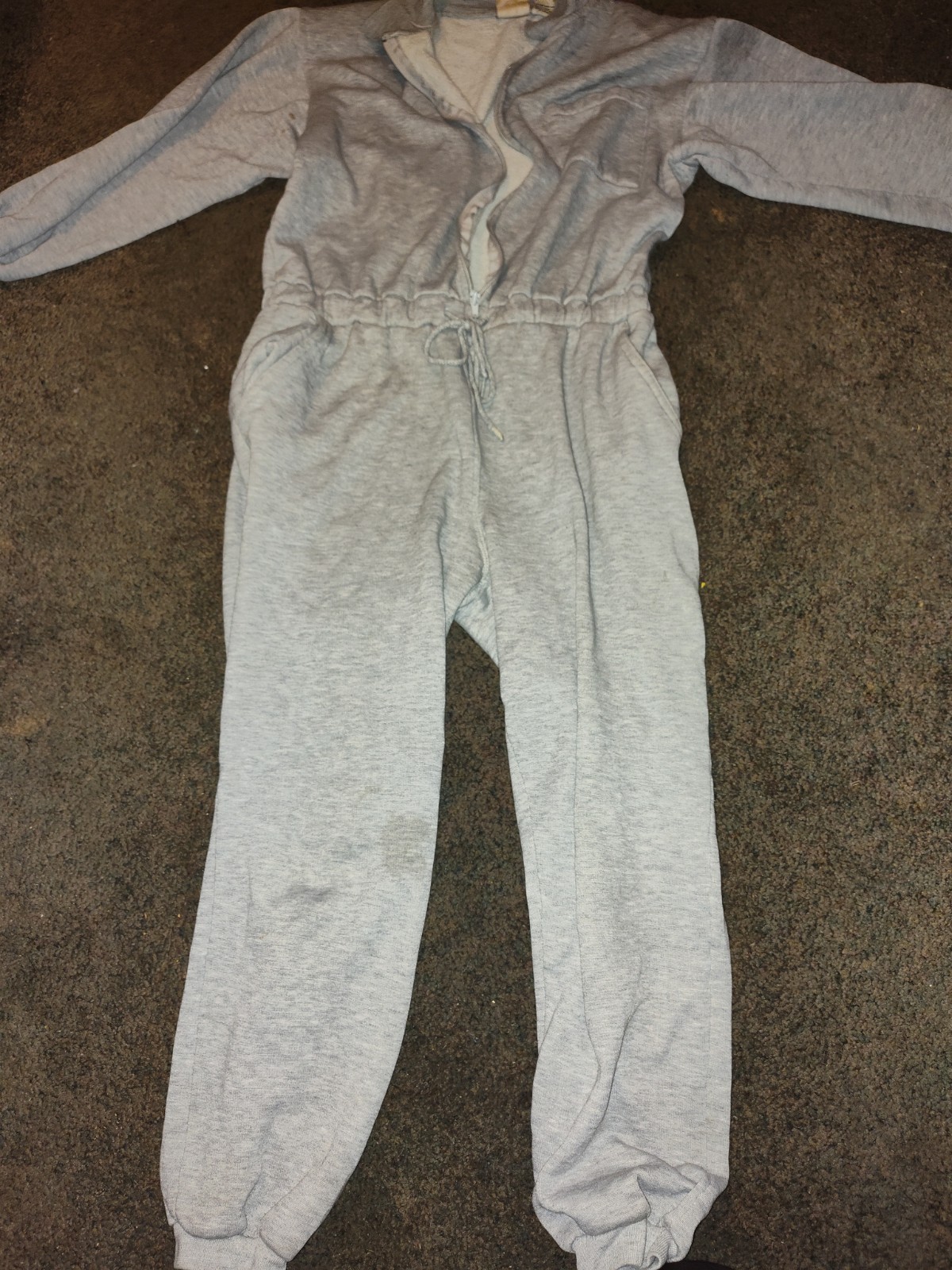 Vintage Elle Macpherson jumpsuit one peice gray sweat outfit romper athleisure S