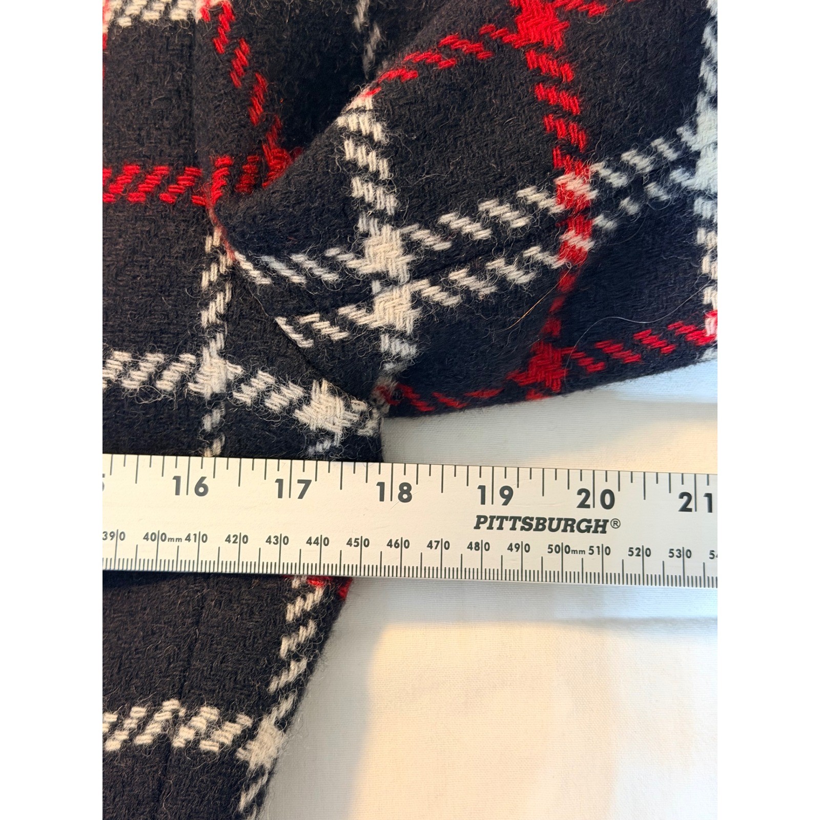 Casual Corner Vintage 100% Wool Plaid Blazer Red Black White Double Breasted 6