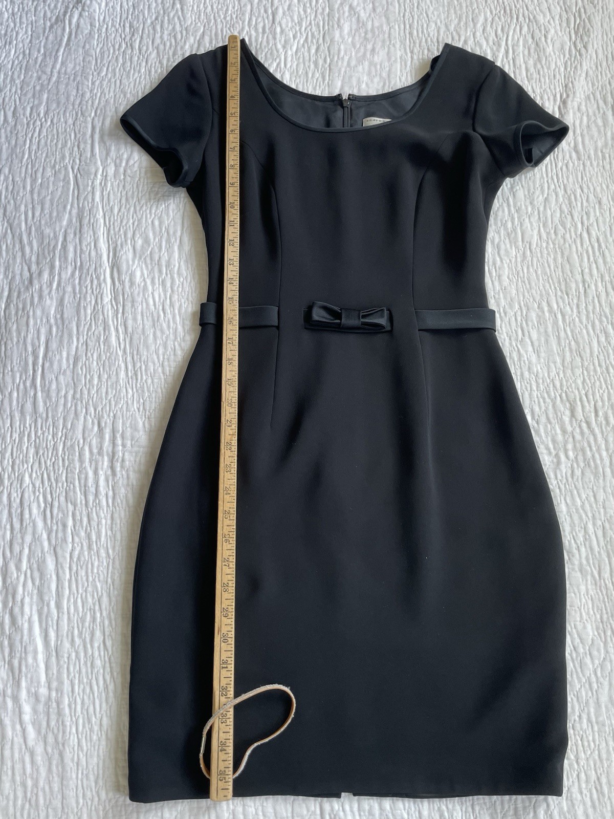 Vintage S 8 Dress Late 90s Little Black Bow LBD Shift Crepe Saks Jackie O VGUC