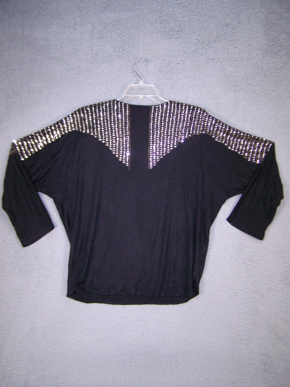 Vintage Thums Up Dress Women’s Medium 8 10 Black 2-Piece Sequined Rhinestones