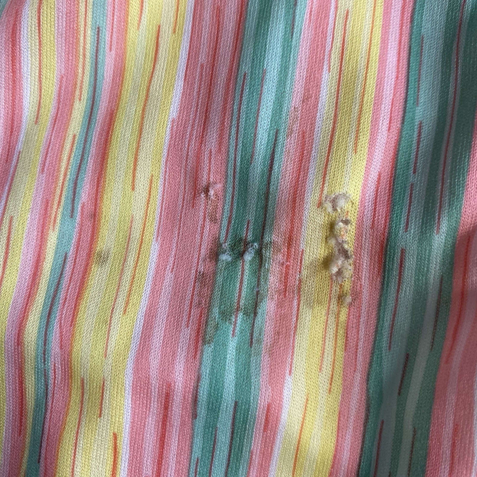 Vintage 70s Center Stage Button Down Shirt Women Medium Yellow Stripe Disco Flaw