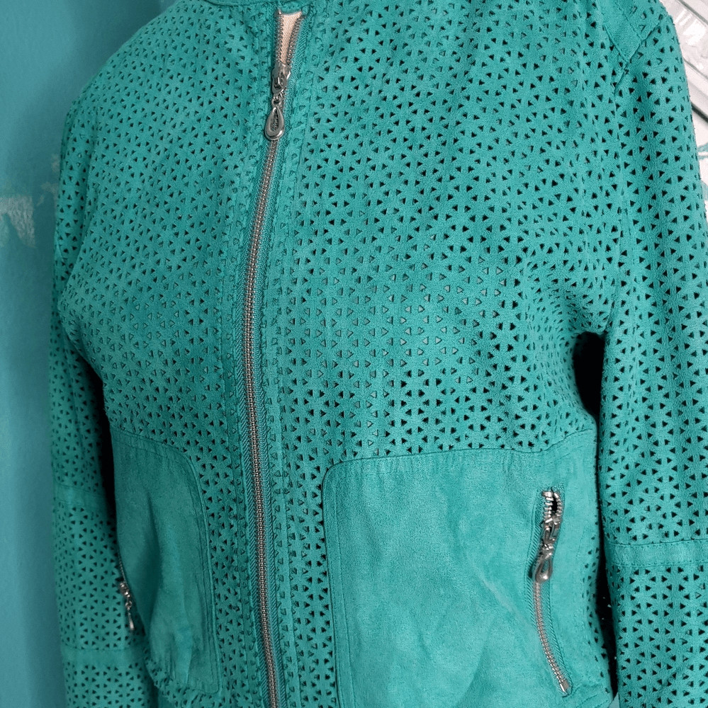 Kenneth Cole NY Cutout Green Bomber Jacket Size M