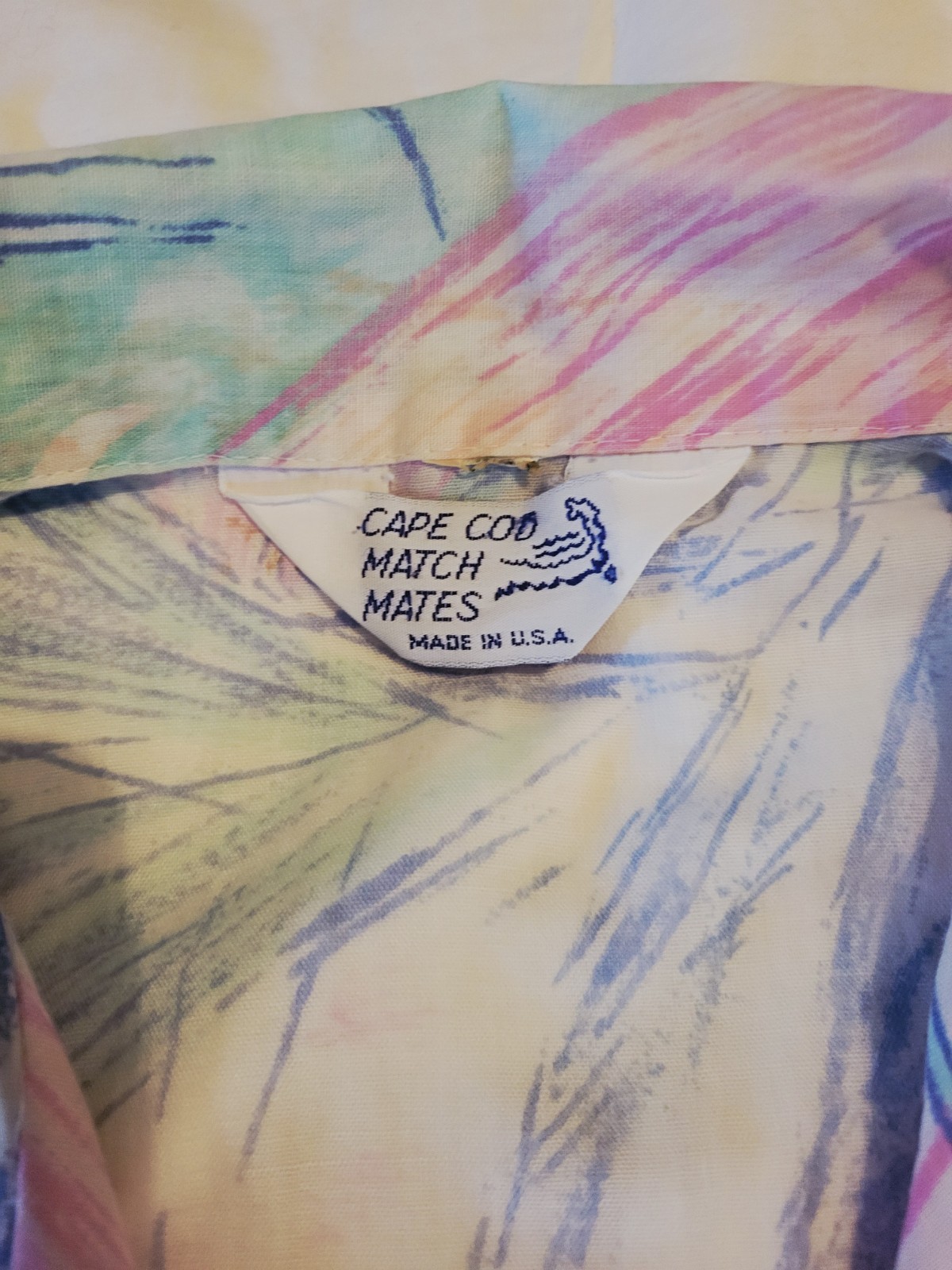 Vintage 70’s Cape Cod Matchmate pastel brushstroke-style Print Shirt Size M/L