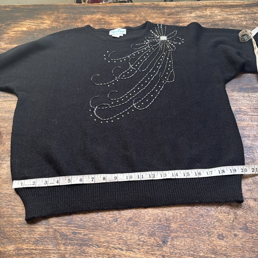 Draper’s & Damon’s pullover black beaded Sweater size extra Large long sleeve