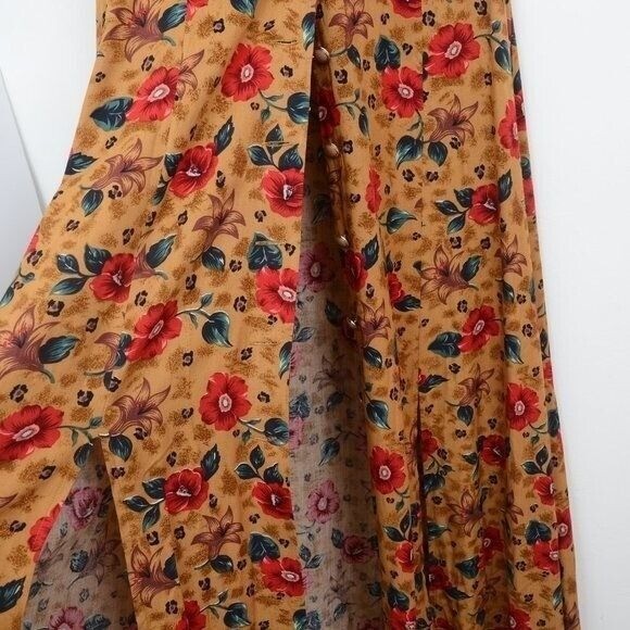 Vintage 80s Betsey Lauren Hawaiian Flowers Halter Full Button Down Dress SIZE 14