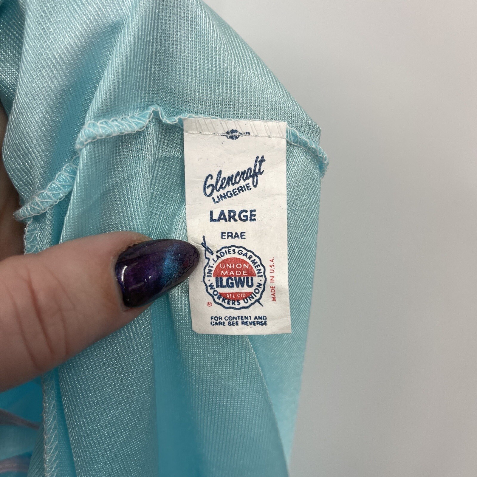 Vintage Nightgown Womens Large Glencraft Embroidered Bodice 80s VTG Blue Sissy