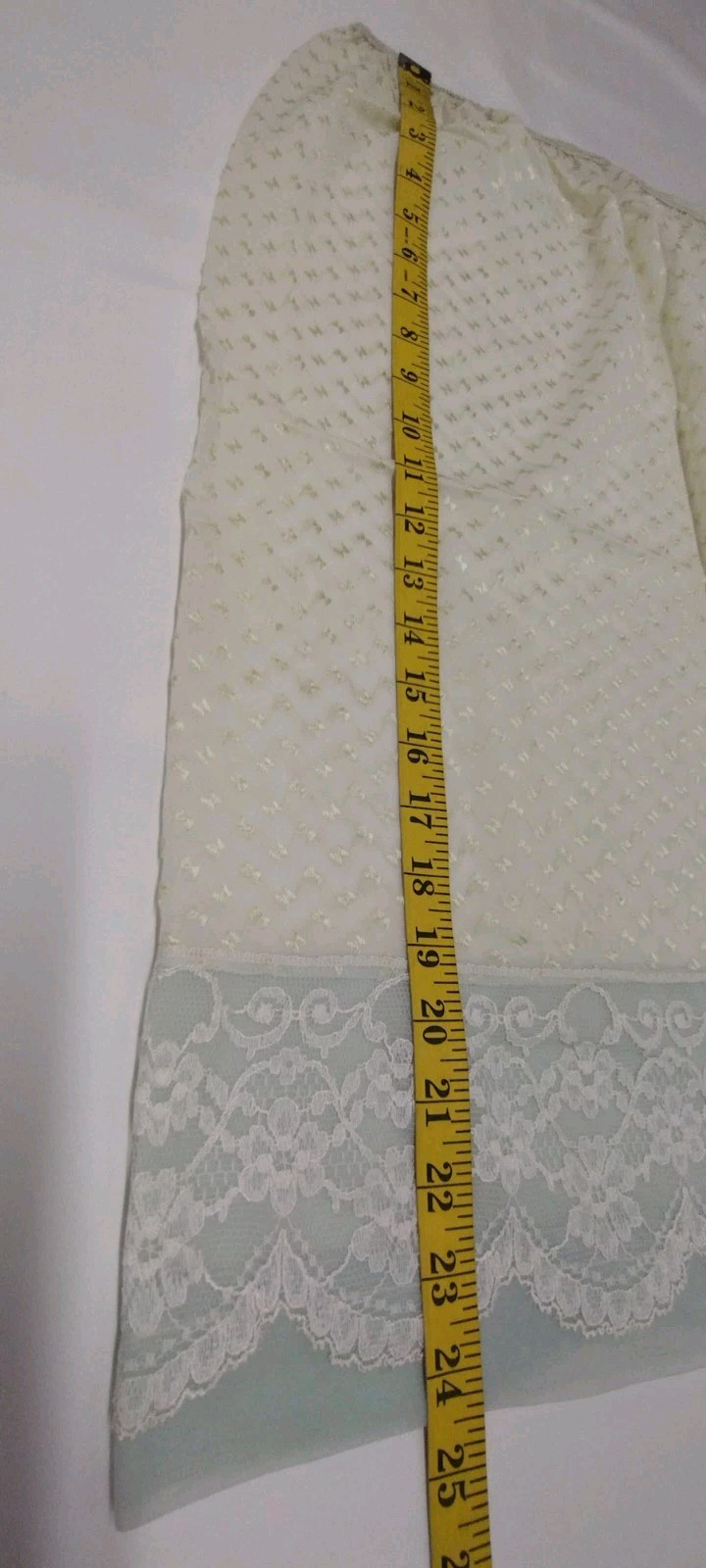 Lace Skirt Slip Chartreuse 50s Nylon Sheer On Mint White Lace Medium VINTAGE