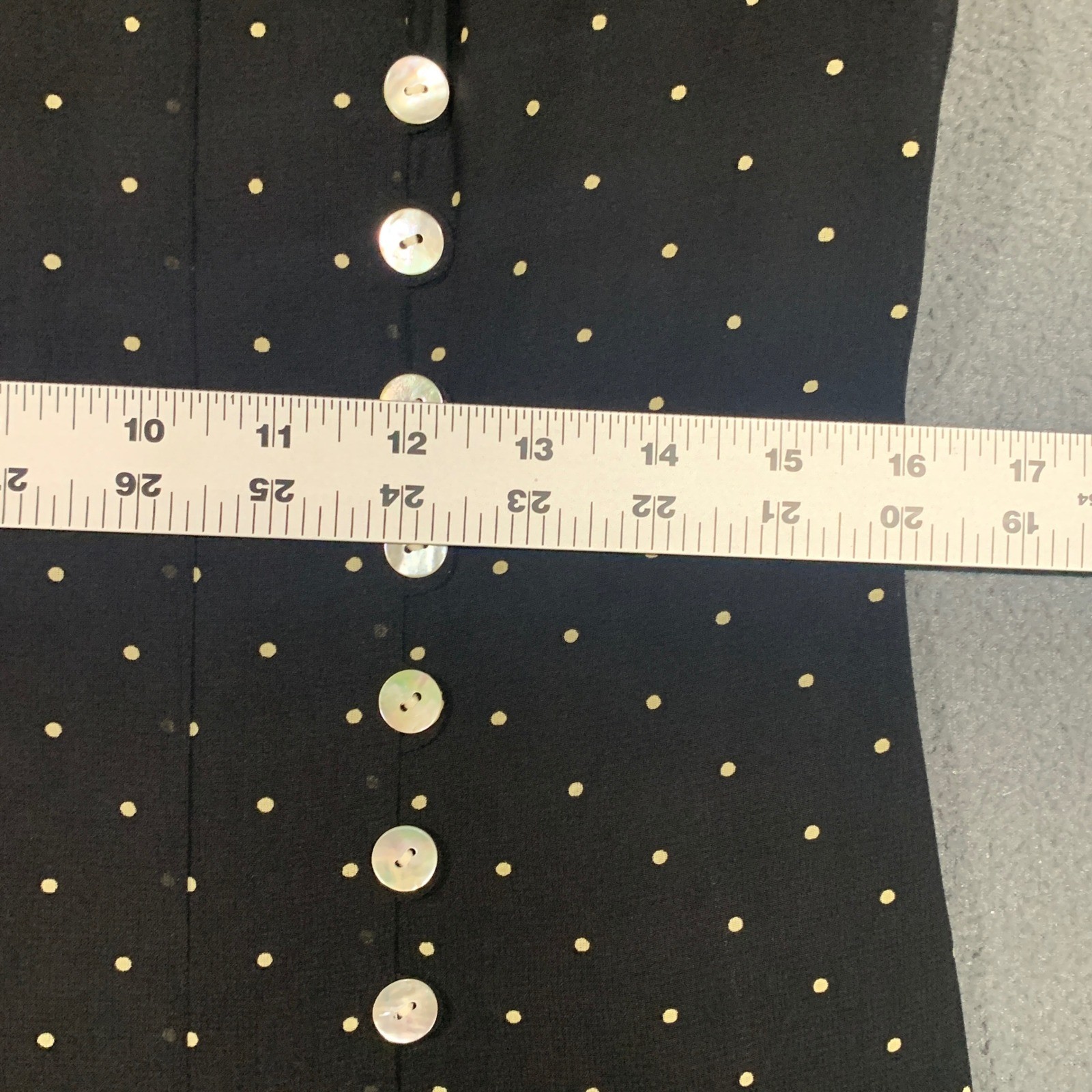 Cynthia Howie for Maggy Boutique Polka Dot Maxi Dress Black Pearl Buttons Size 8