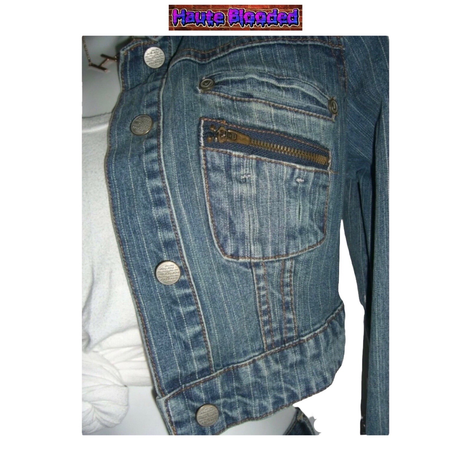 Vintage 90’s y2k JouJou Cropped Denim Jacket Jean egirl Indie Sleaze Streetwear